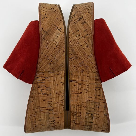 Caslon Terracotta Orange Suede Leather Cork Wedge Slide Sz 9 - Picture 9 of 13